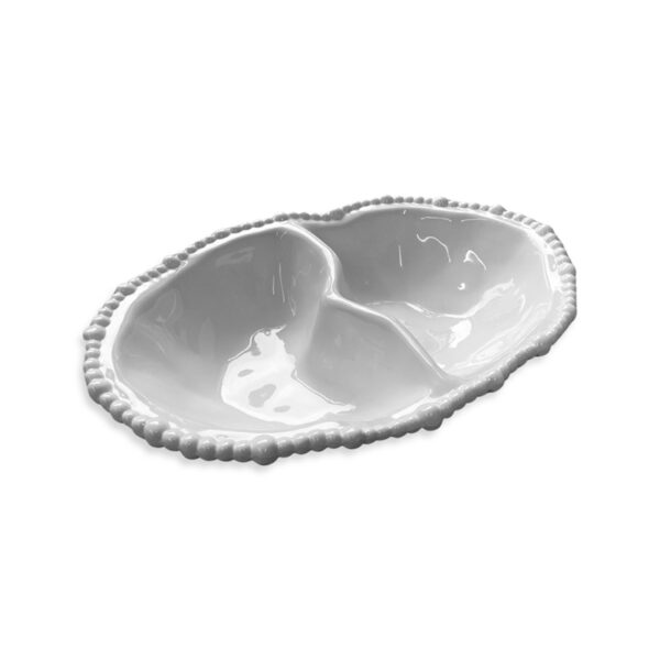 Melamine Pearl Double Serving Bowl - White