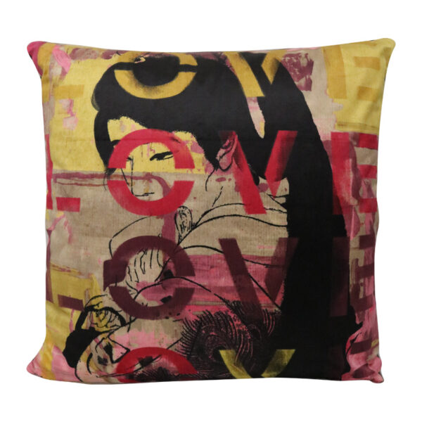 Art Cushion Velvet Love Geisha